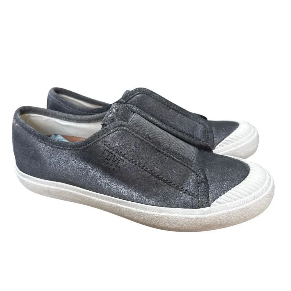 Frye Claudia Slip-On Elastic Silver Gray leather Metallic Sneakers Shoes Size 6